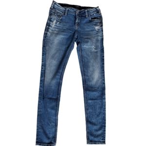 Silver Girlfriend Jeans, Super Stretch, sz 28